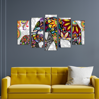Colorful Elephant Flower Abstract MDF Panel Painting