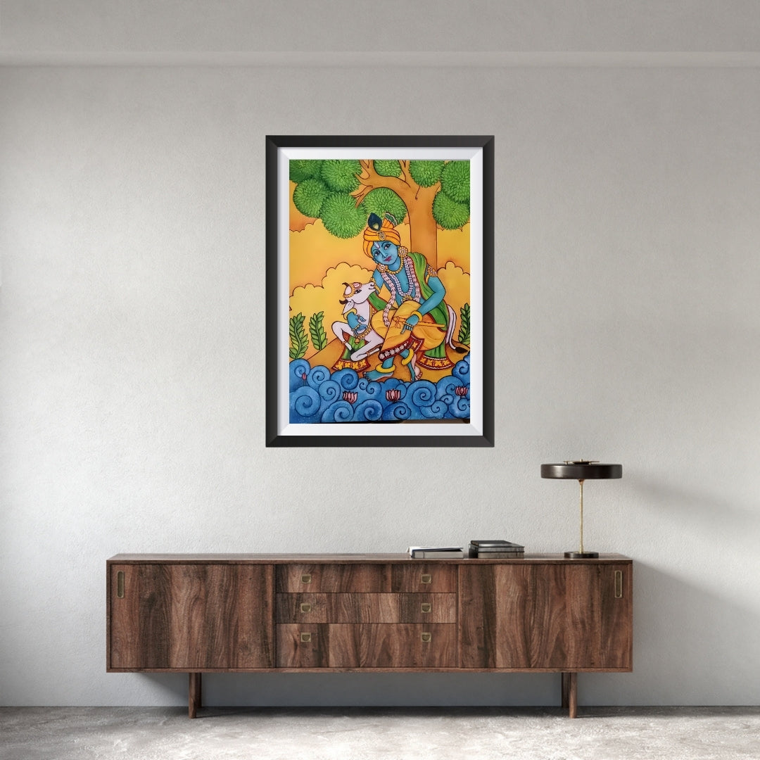 Shri Krishna Ji and Cow Sacred Wall Frame