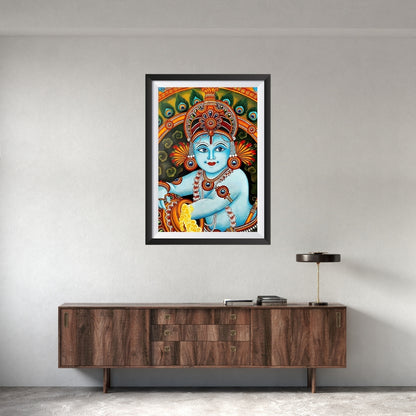 Charming Ball Krishna Kalamkari Wall Frame