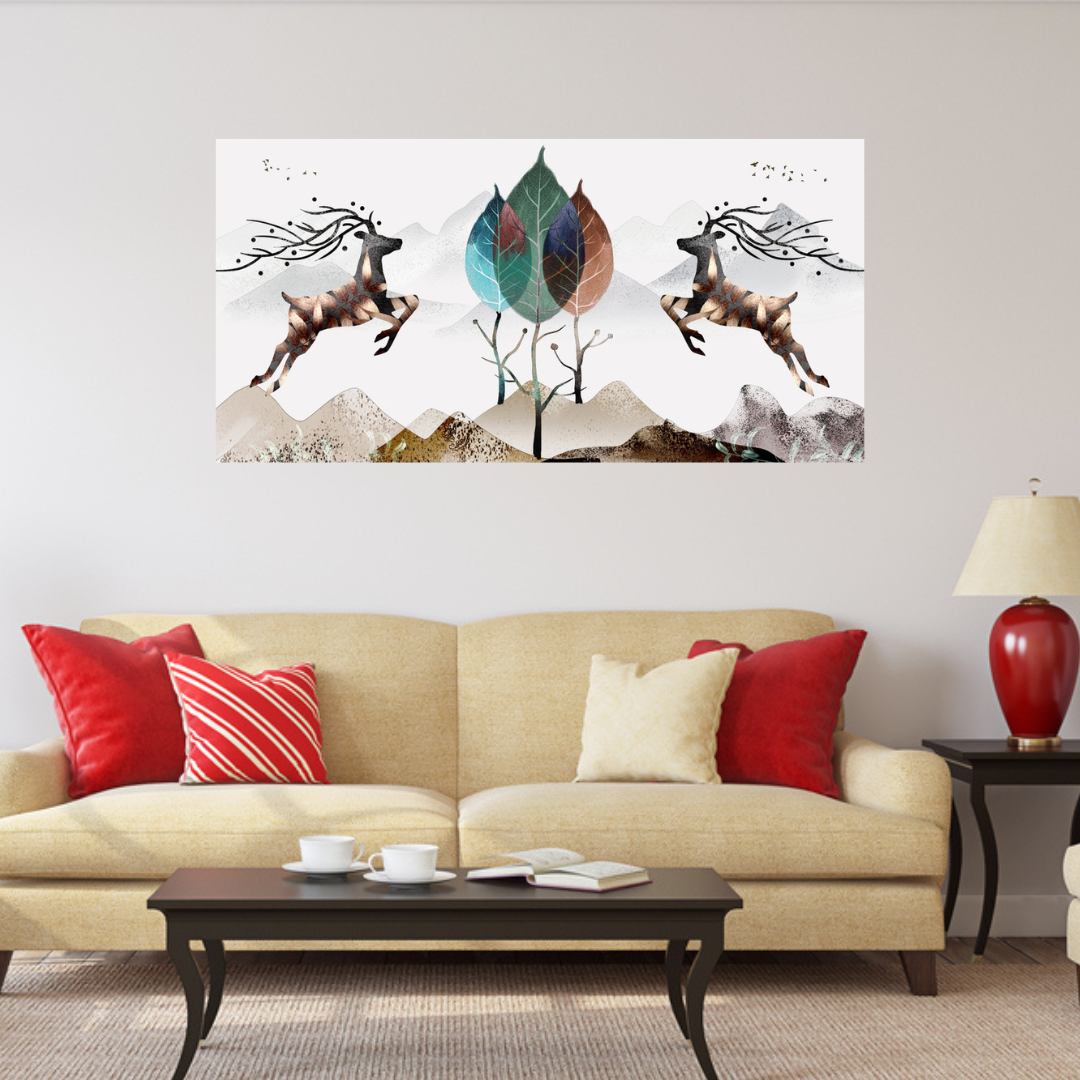 Two Deer Modern Art Canvas Wall Painting