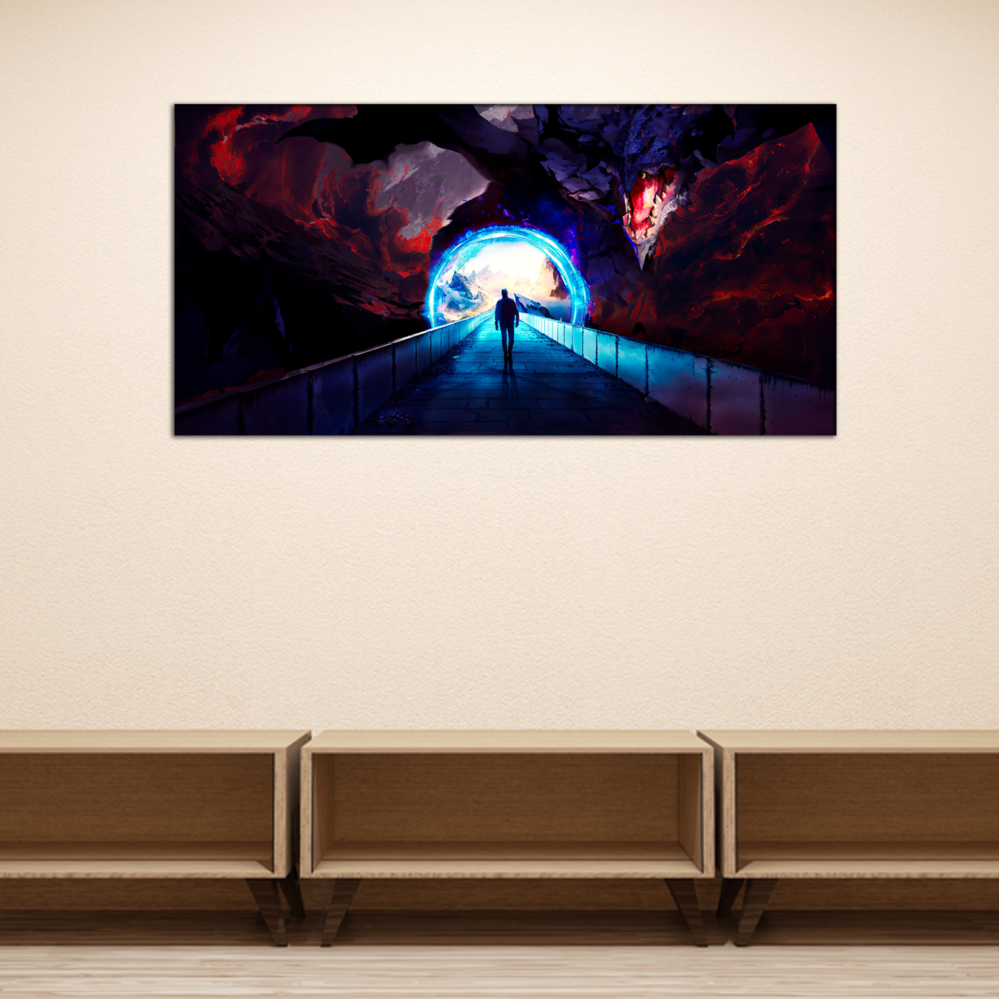 Man Walking in the Bridge Canvas Print Wall Painting