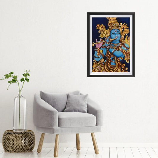 Shri Krishna Kalamkari Art in WALL FrameShri Krishna Kalamkari Art