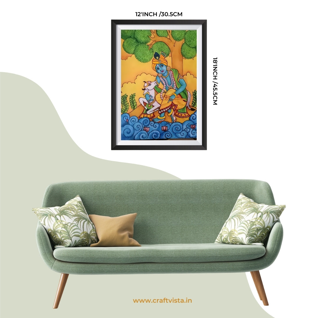 Shri Krishna Ji and Cow Sacred Wall Frame