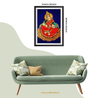 Beautiful Mahalaxmi Kalamkari Canvas Wall Frame