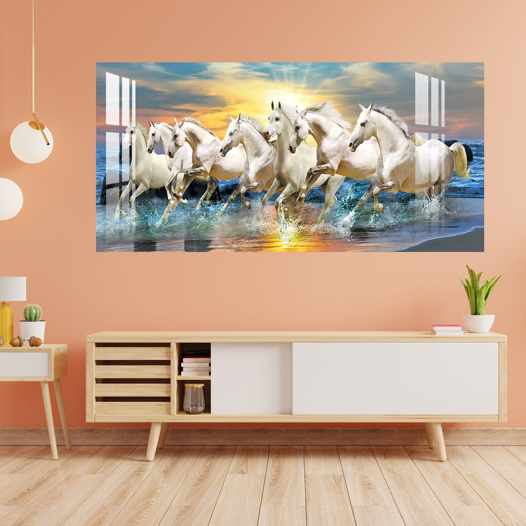 seven running horse acrylic wall art