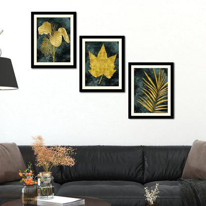 Golden Leaves Wall Frames Set of Three