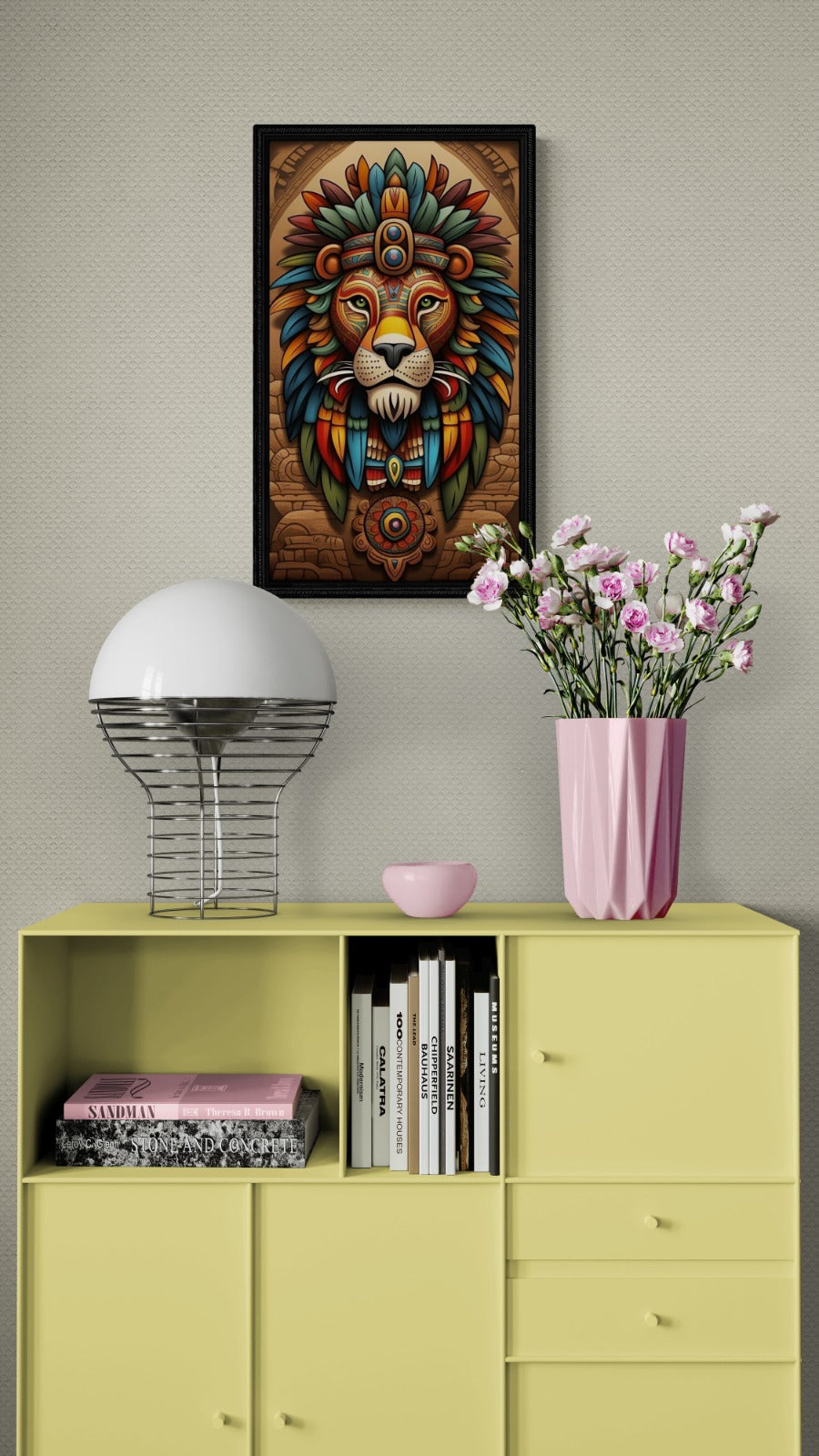 Rainbow creative lion face wall frame