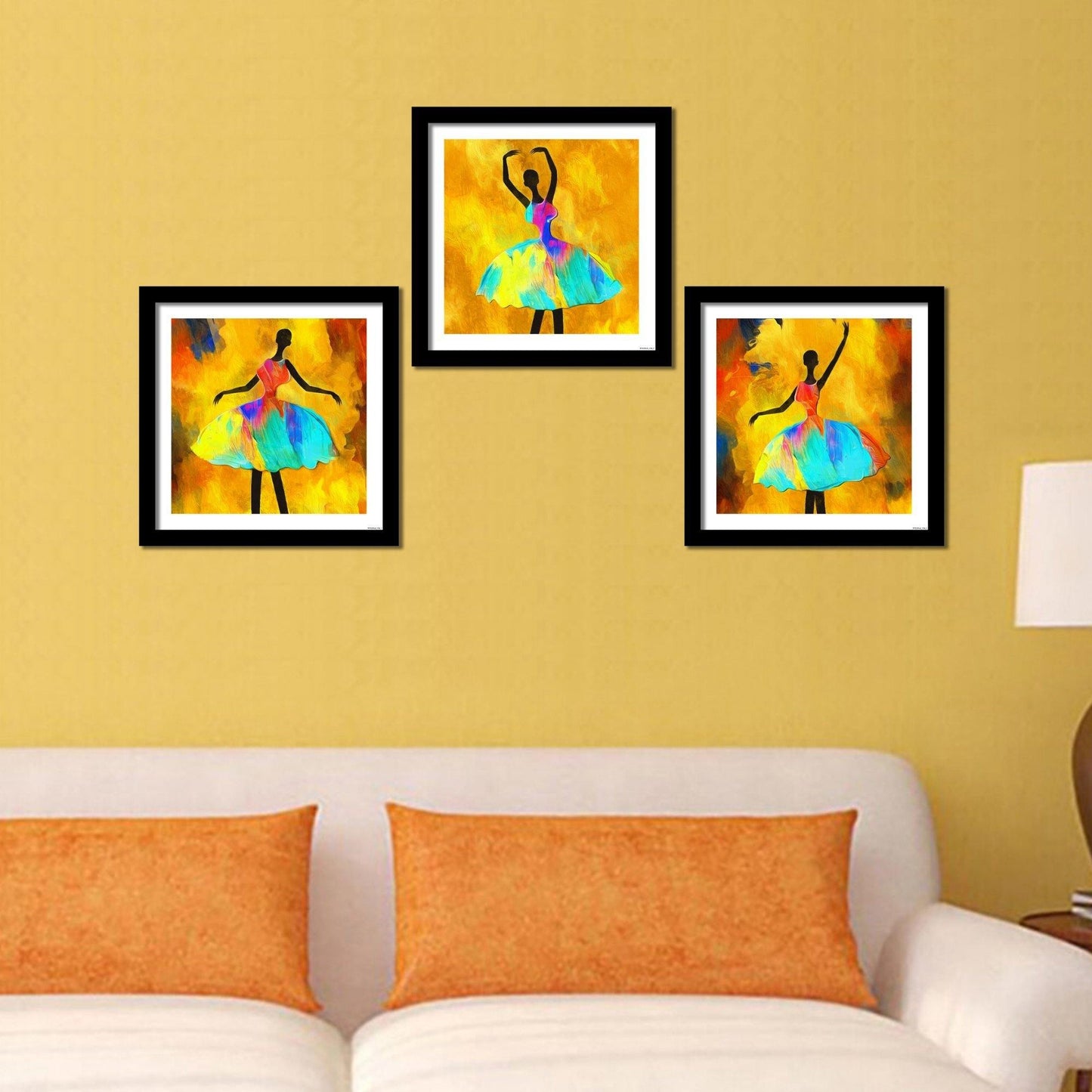 3 Pieces Quality Wall Frame of African Girl Ballerina Dancing