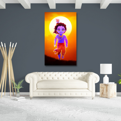 Little Krishna Beautiful Religious Canvas Wall Painting
