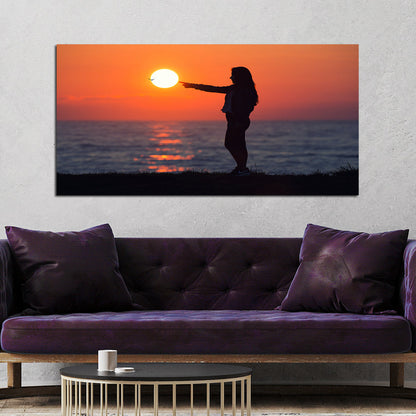Girl Touching The Sun Canvas Wall Painting