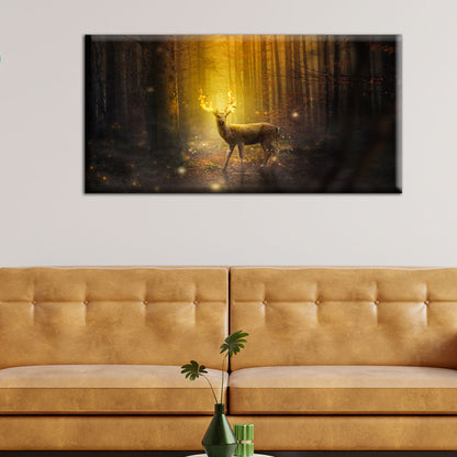 Fire Deer Fantasy Art Canvas Wall Painting