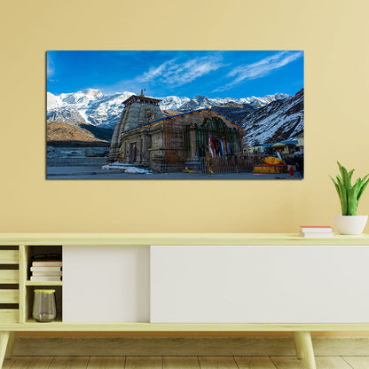 kedarnath temple beautiful Canvas Wall Painting