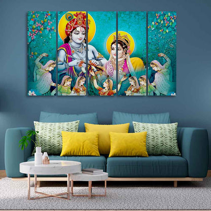 beautiful wall panel painting of radha and krishna