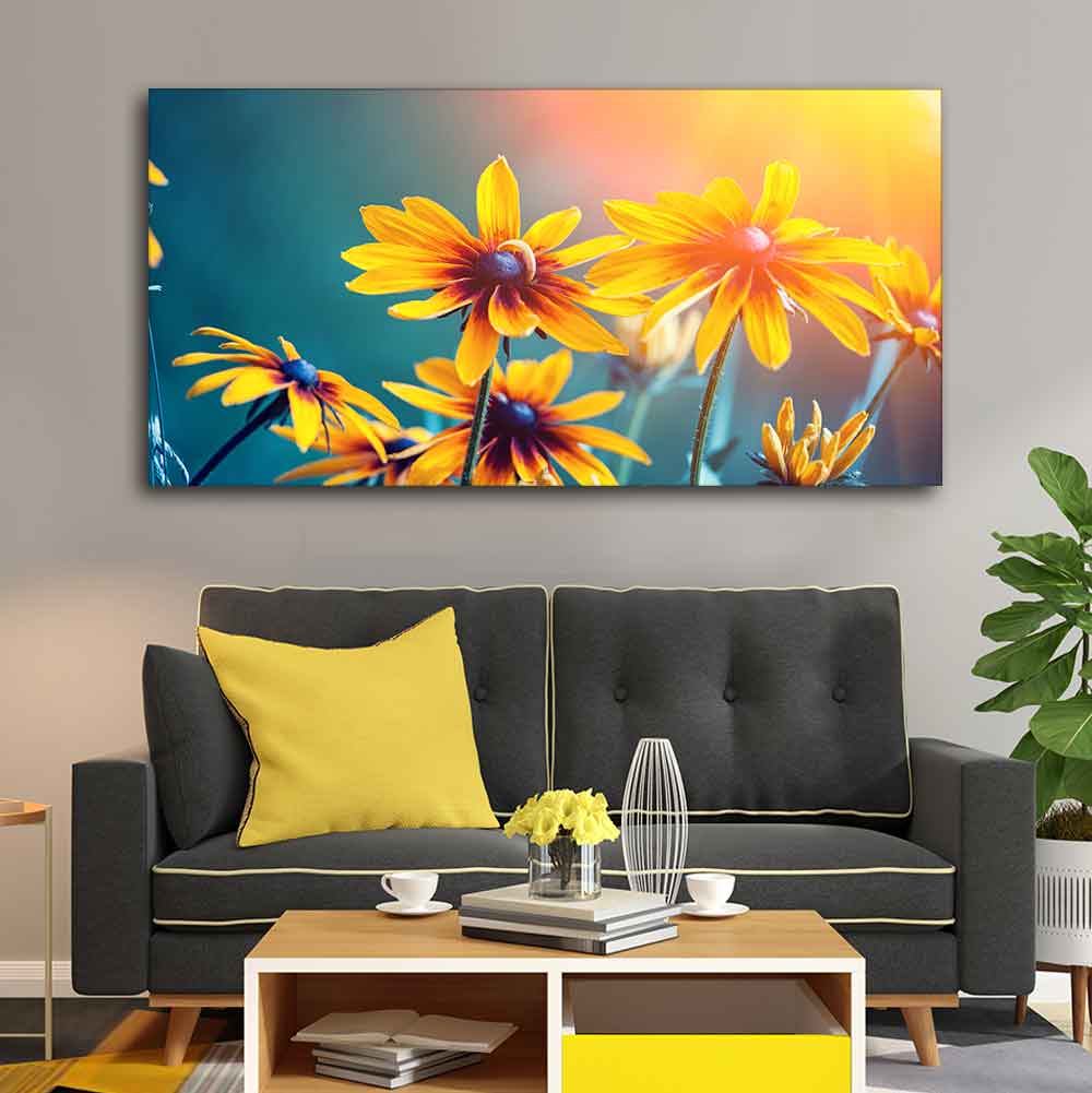 Beautiful Wall Painting of Mexican Sunflower Canvas Wall Painting