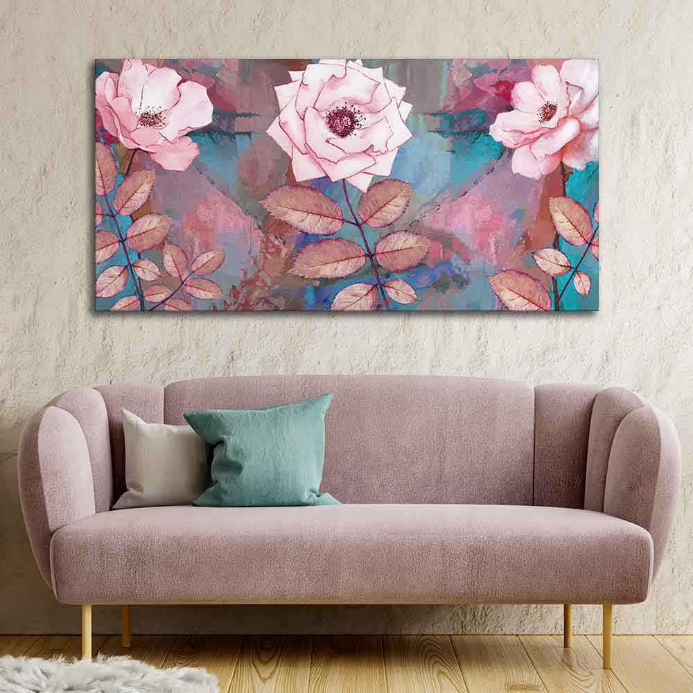 Modern Abstract Art of Pink Rose Canvas Wall Painting