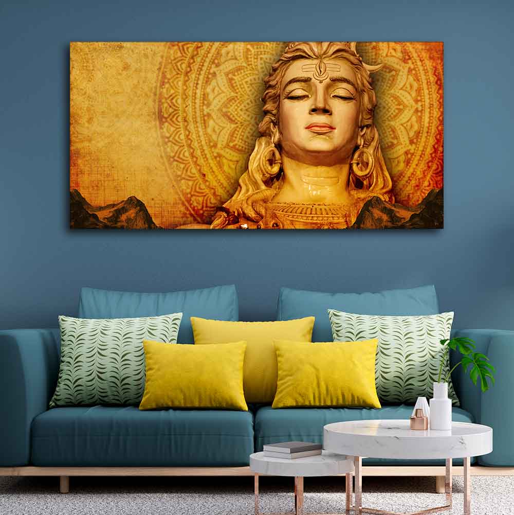 Premium Canvas Spiritual Lord Shiva Canvas Wall Painting