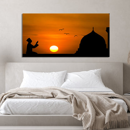 Muslim Man Praying Duas Islamic Canvas Wall Painting