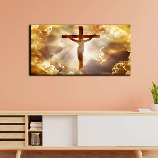 religious lord jesus hanging on cross wall paintiing