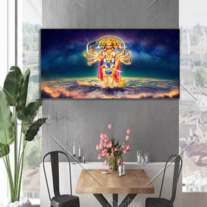 Panch Mukhi Lord Hanuman Scenery Religious Canvas Wall Painting