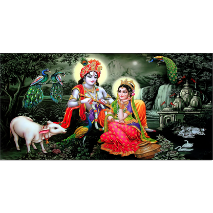 India Religious Lord Radha Krishna Painting Canvas Wall Painting