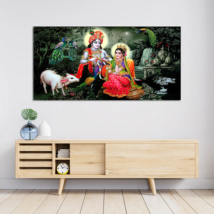 India Religious Lord Radha Krishna Painting Canvas Wall Painting