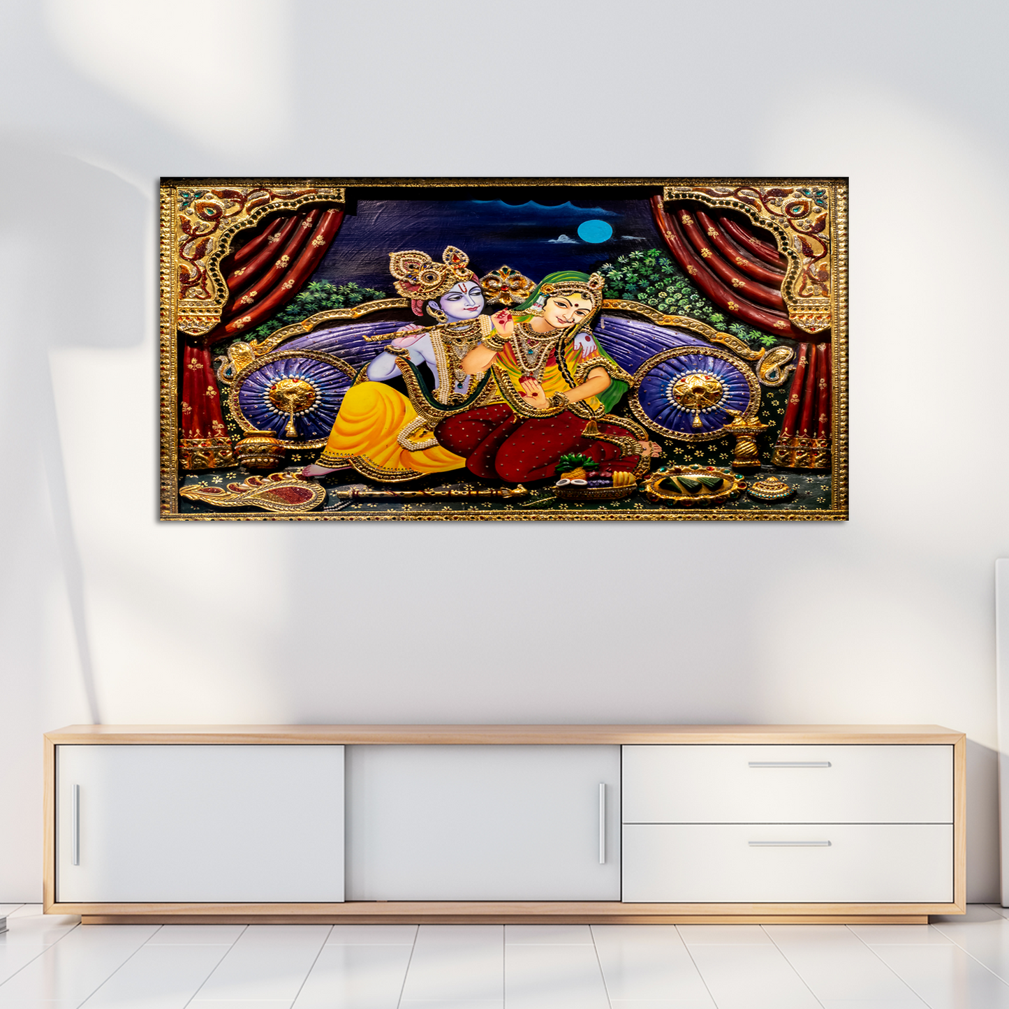 Love of Lord Radha Krishna Religious Canvas Wall Painting