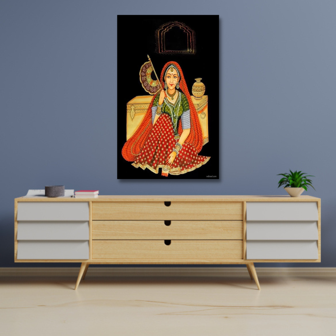 lady sitting with box canvas for home decor