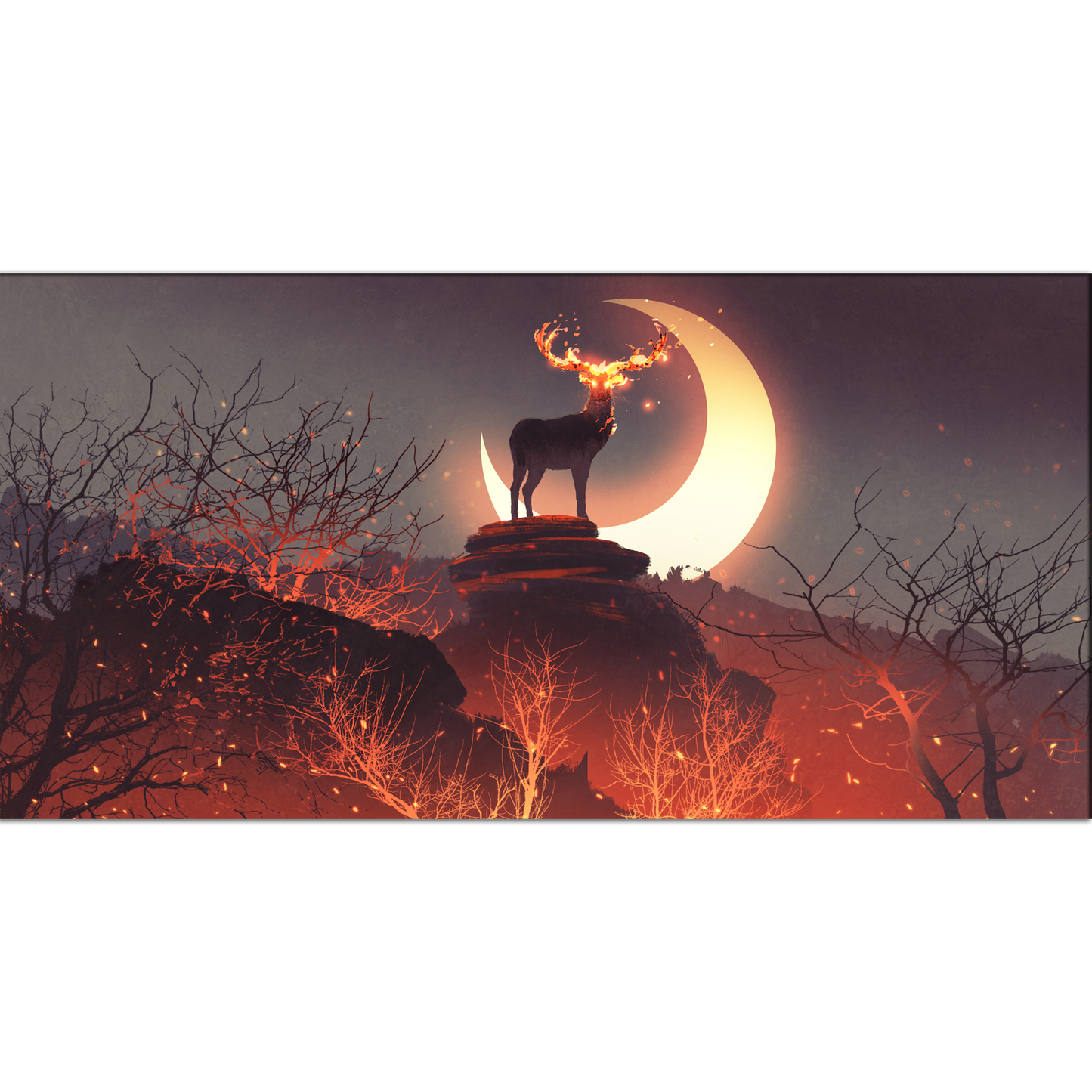 Deer with its Fire Horns Canvas Print Wall Painting