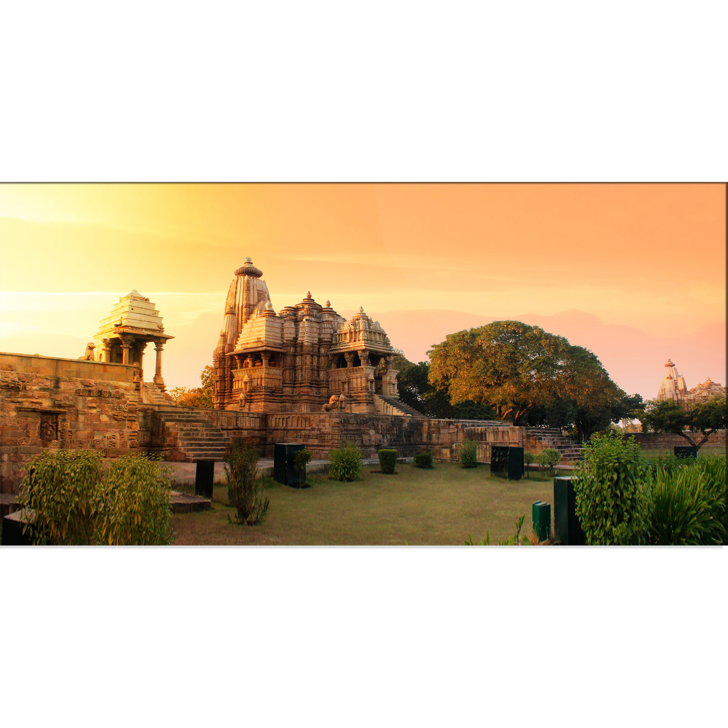 Temple With Sunset Canvas Print Wall Painting