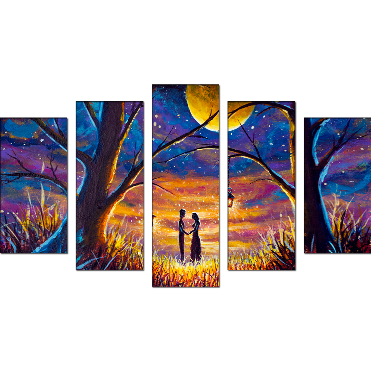 Beautiful Couple In Evening Landscape MDF Panel Painting