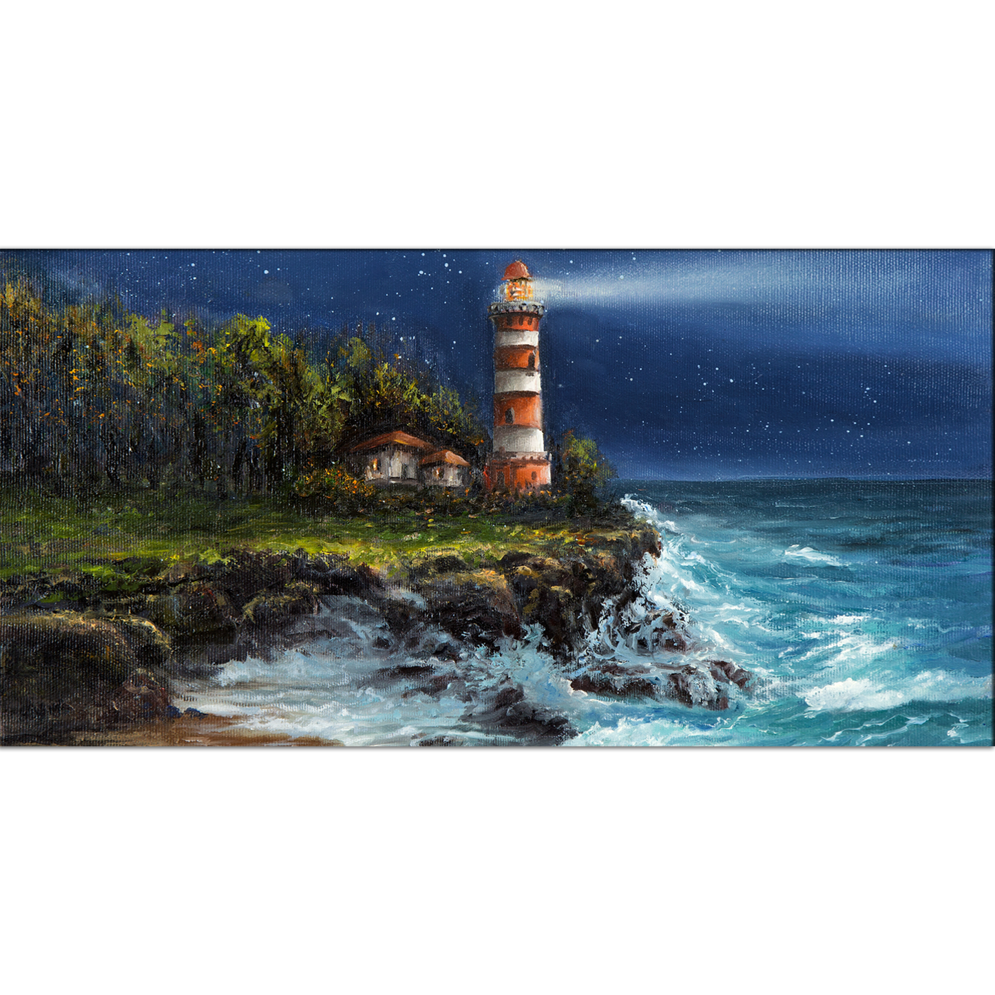 Lighthouse & Beach Modern Art Canvas Print Wall Painting