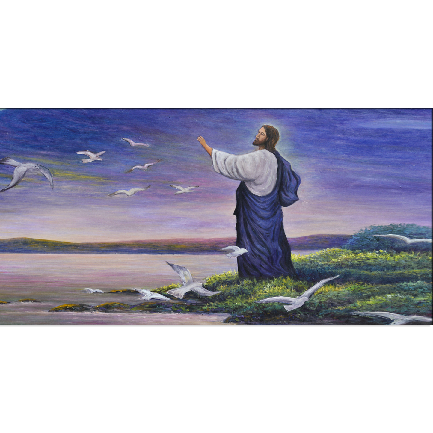 Jesus Christ With Birds Canvas Print Wall Painting