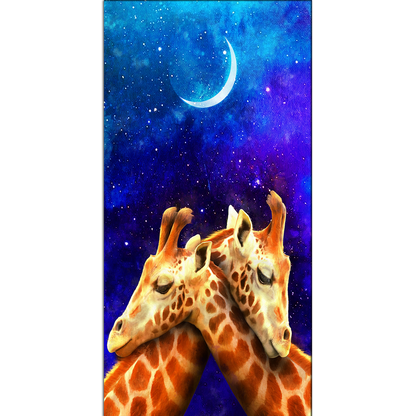 Couple Giraffe at Night Canvas Print Wall Painting