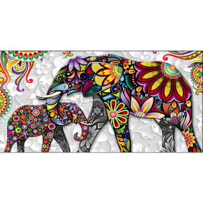 Colorful Elephants Canvas Print Wall Painting