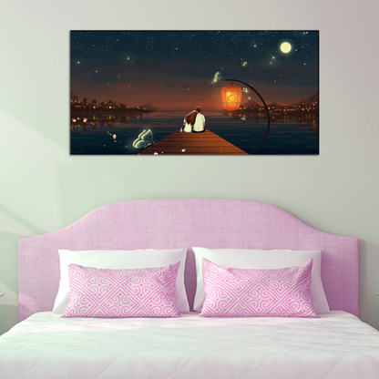 Couple Watching the Starry Sky Canvas Print Wall Painting