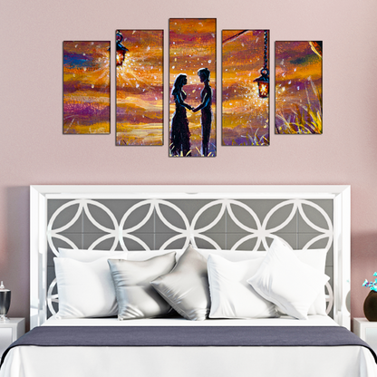 Beautiful Couple With Lantern MDF Wall Panel Painting