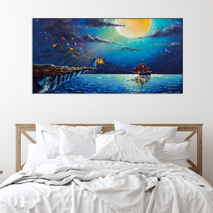 Girl with Colorful Balloons Canvas Print Wall Painting