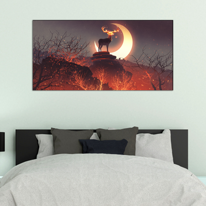 Deer with its Fire Horns Canvas Print Wall Painting