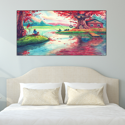 Forest With River Canvas Print Wall Painting