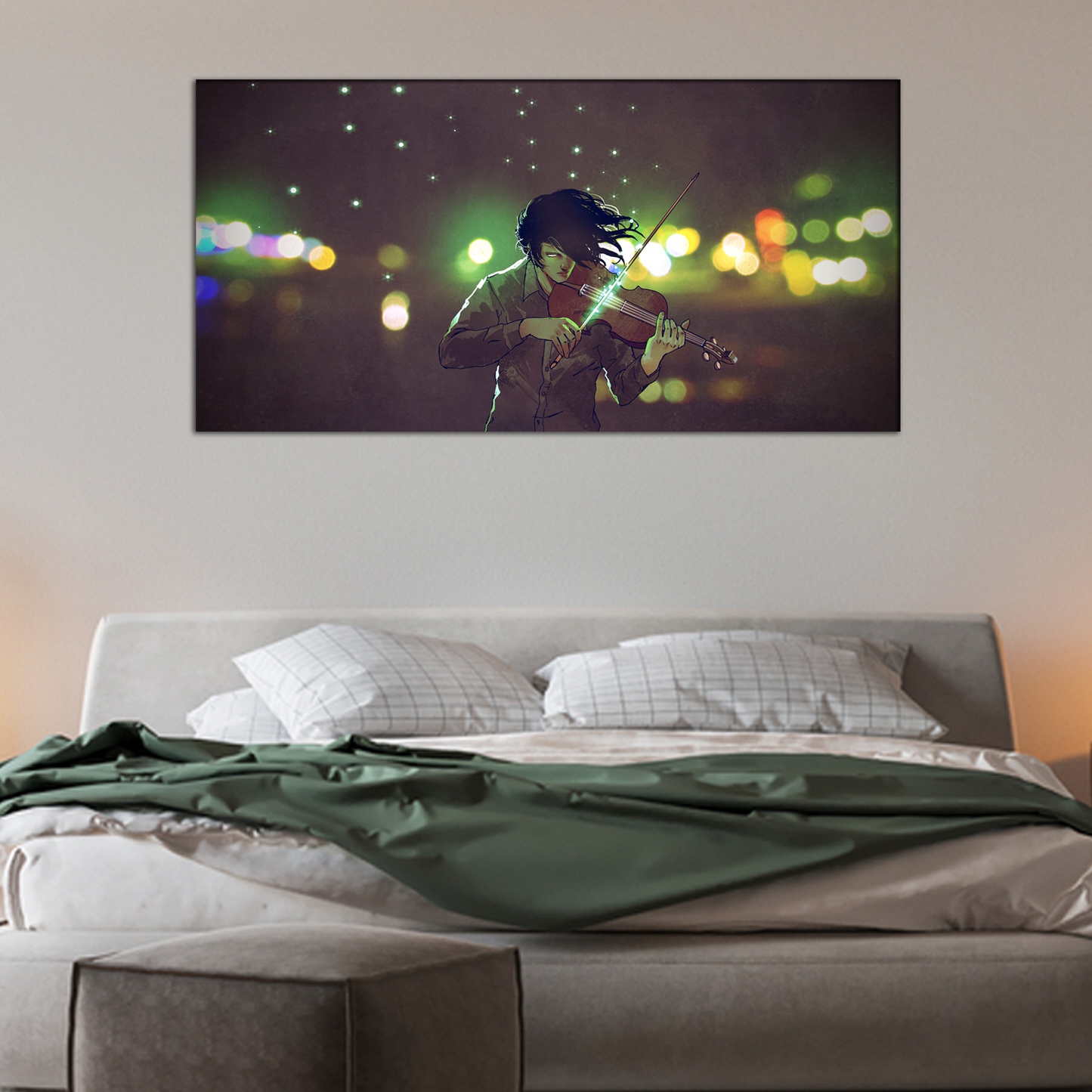 Man Playing Magic Violin  Canvas Print Wall Painting