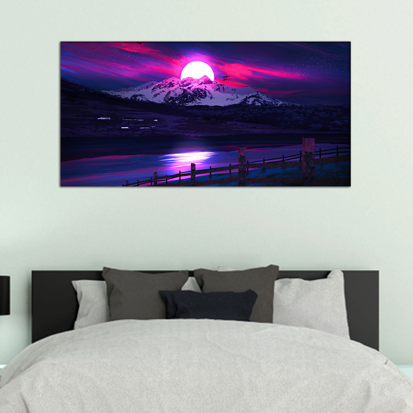 Morning View with River Side Canvas Print Wall Painting