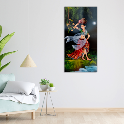 Indian Girl Modern Art Canvas Print Wall Painting