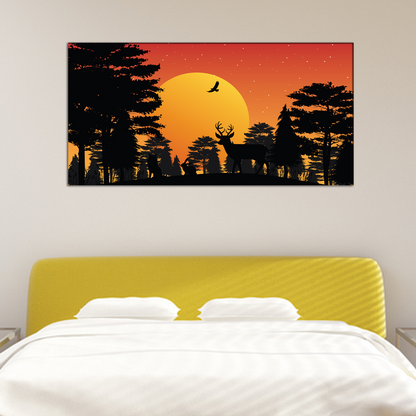 Animal Silhouette at Sunset Canvas Print Wall Painting