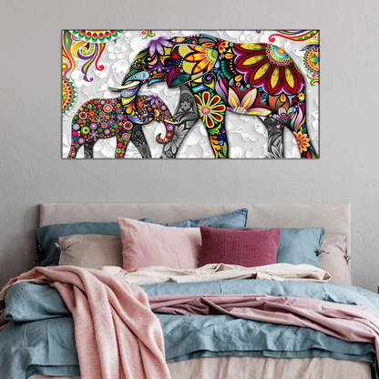 Colorful Elephants Canvas Print Wall Painting