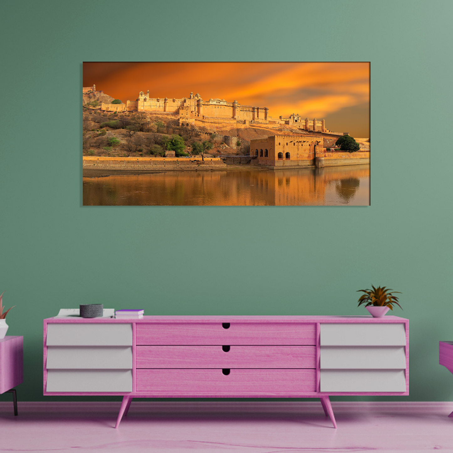 Amer With Sunset Canvas Print Wall Painting