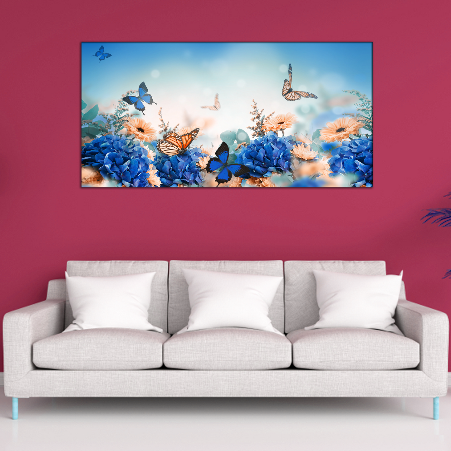 Flowers & Butterflies Canvas Print Wall Painting