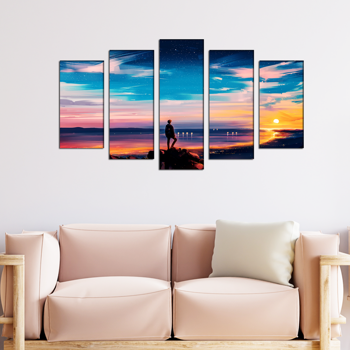 Man Watching Evening Sun MDF Wall Panel Painting