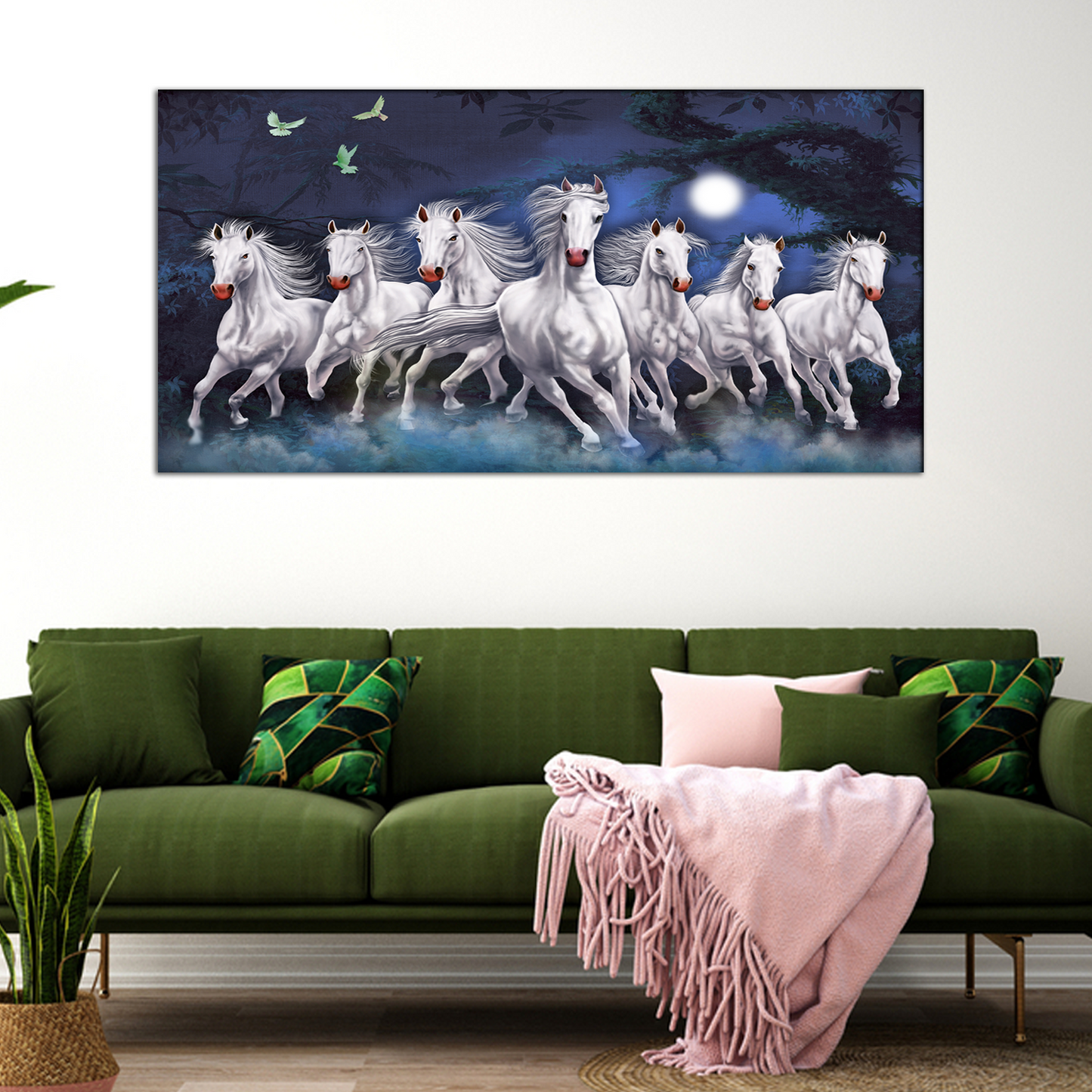 Horses Running at Night Canvas Print Wall Painting