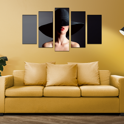 Beautiful Women With Black Hat MDF Panel Painting