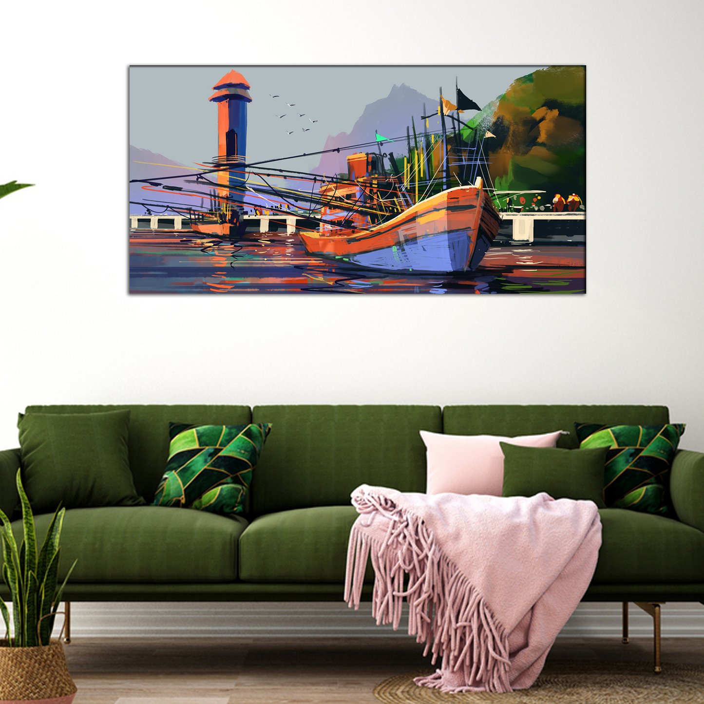 Abstract Fishing Boat Canvas Print Wall Painting